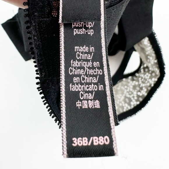 ✅ Victoria’s Secret Very Sexy Push-Up Longline Floral Lace Bra BLACK SIZE 36B - Picture 4 of 9